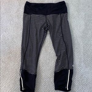 Black and White Striped Lululemon Leggings